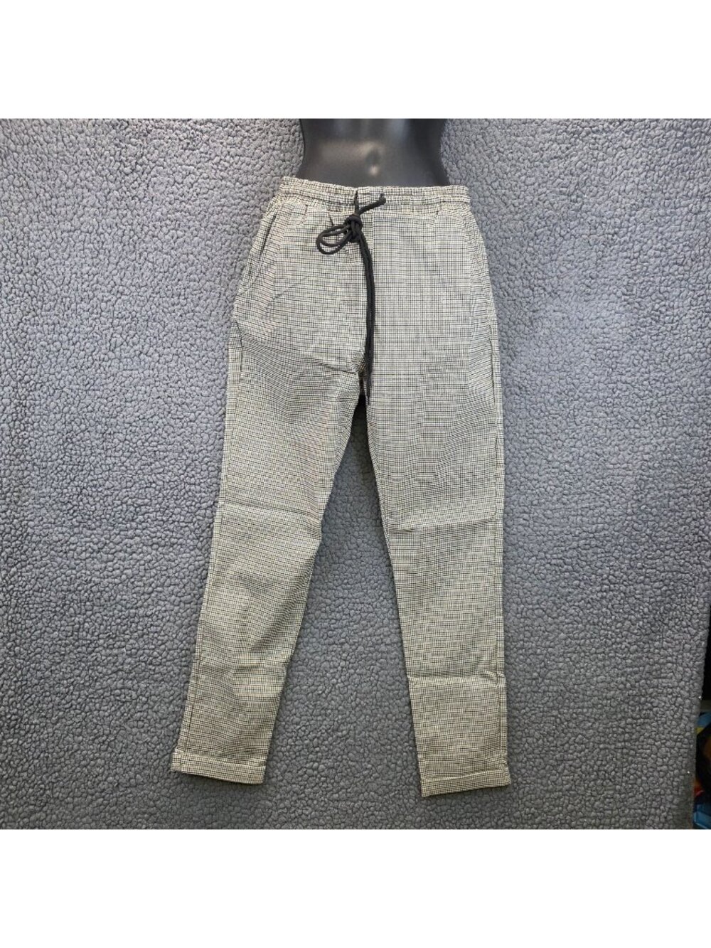 Shinestar Checked Jogger Pants M Tan Brown Pull On Lounge Minimalist Streetwear